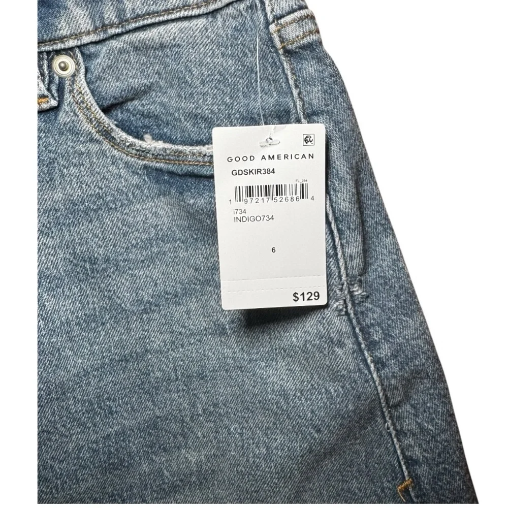 Good American Indigo Mini Skirt Size 6 NWT - Picture 3 of 8